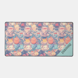 Adorable Tea Party Doodle Collage, デスクマット