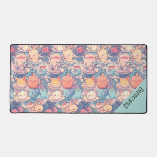 Adorable Tea Party Doodle Collage, デスクマット (正面)