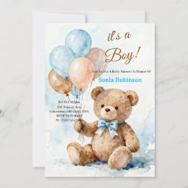 Adorable Teddy Bear Baby Shower Invitation 招待状
