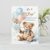 Adorable Teddy Bear Baby Shower Invitation 招待状 (スタンド正面)