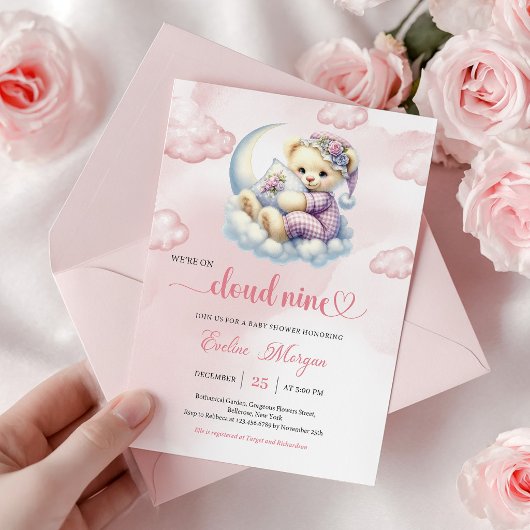 Adorable Teddy Bear Baby Shower Invite Cloud Nine 招待状