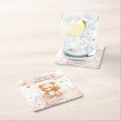 Adorable Teddy Bear Birthday – Custom Coaster スクエアペーパーコースター (インサイチュ)