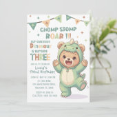 Adorable Teddy Bear Dino | Third Dinosaur Birthday 招待状 (スタンド正面)