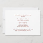 Adorable Teddy Bear First Birthday Invitation 招待状 (裏面)