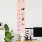 Adorable Teddy Bear Growth Chart with 4 Photos ポスター (ホームオフィス)