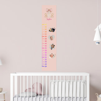 Adorable Teddy Bear Growth Chart with 4 Photos ポスター