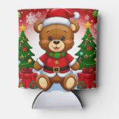 Adorable Teddy Bear in Santa Suit 缶クーラー (正面)