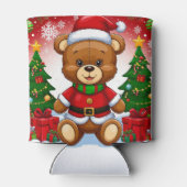 Adorable Teddy Bear in Santa Suit 缶クーラー (裏面)