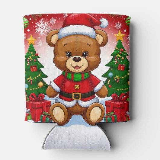 Adorable Teddy Bear in Santa Suit 缶クーラー (裏面)