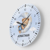 Adorable Teddy Bear Room Boy ラージ壁時計 (傾斜)