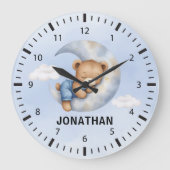 Adorable Teddy Bear Room Boy ラージ壁時計 (正面)