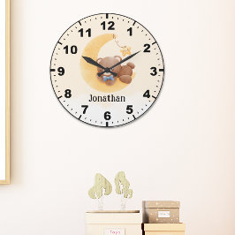 Adorable Teddy Bear Room Boy ラージ壁時計