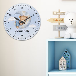 Adorable Teddy Bear Room Boy ラージ壁時計