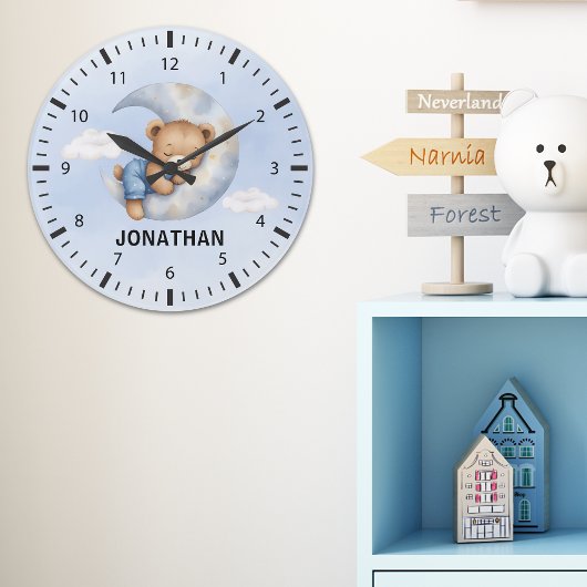 Adorable Teddy Bear Room Boy ラージ壁時計