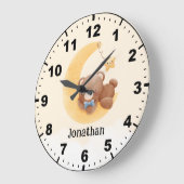 Adorable Teddy Bear Room Boy ラージ壁時計 (傾斜)