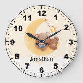 Adorable Teddy Bear Room Boy ラージ壁時計 (正面)