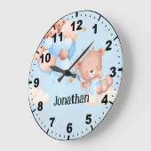 Adorable Teddy Bear with Balloons ラージ壁時計 (傾斜)