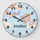 Adorable Teddy Bear with Balloons ラージ壁時計 (正面)