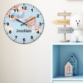 Adorable Teddy Bear with Balloons ラージ壁時計