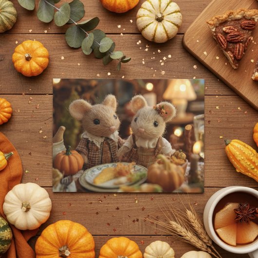 Adorable Thanksgiving Mice ポストカード