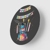 Adorable Toddler First Birthday Cute Boy ラウンド壁時計 (傾斜)