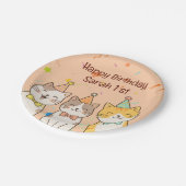 Adorable Trio of Birthday Cats | Custom Name & Age ペーパープレート (アングル)