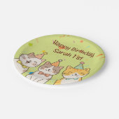 Adorable Trio of Birthday Cats | Custom Name & Age ペーパープレート (アングル)