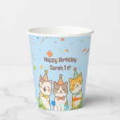 Adorable Trio of Birthday Cats | Custom Name & Age 紙コップ (裏面)