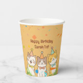 Adorable Trio of Birthday Cats | Custom Name & Age 紙コップ (裏面)
