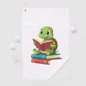 Adorable Turtle Reading Books (2) ゴルフタオル (インサイチュ)