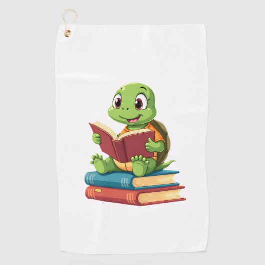 Adorable Turtle Reading Books (2) ゴルフタオル (正面)