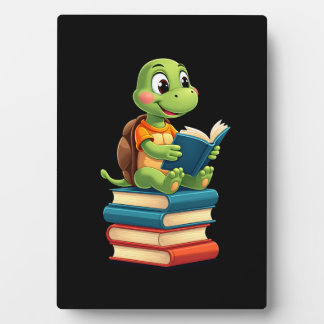 Adorable Turtle Reading Books (4) フォトプラーク