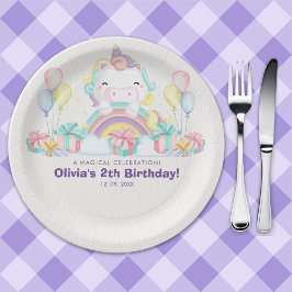 Adorable Unicorn Birthday for Toddler Girls ペーパープレート