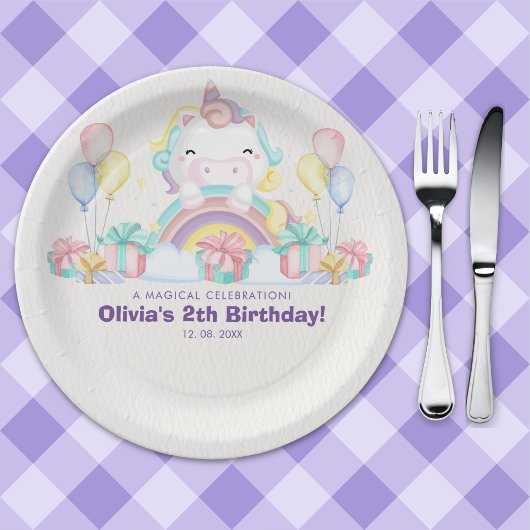 Adorable Unicorn Birthday for Toddler Girls ペーパープレート