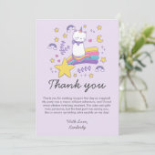 Adorable Unicorn Cat Kids' Birthday Bash サンキューカード (スタンド正面)