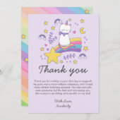 Adorable Unicorn Cat Kids' Birthday Bash サンキューカード (正面/裏面)