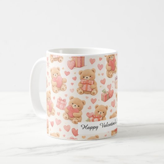 Adorable Valentine’s Day Coffee Teddy Bear Mug コーヒーマグカップ (正面左)