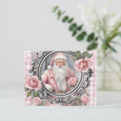 Adorable Vintage Pink Santa ポストカード (スタンド正面)