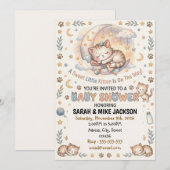 Adorable Watercolor Cat Themed Baby Shower 招待状 (正面/裏面)