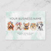 Adorable Watercolor Dogs Flowers, Green 予約カード (裏面)