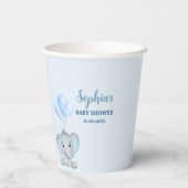 Adorable Watercolor Elephant baby shower Boy 紙コップ (裏面)