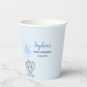 Adorable Watercolor Elephant baby shower Boy 紙コップ (正面)
