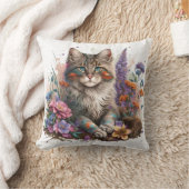 Adorable Watercolor Maine Coon Kittens Print クッション (ブランケット)