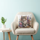 Adorable Watercolor Maine Coon Kittens Print クッション (椅子)
