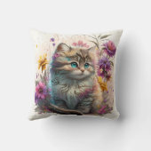 Adorable Watercolor Ragamuffin Kittens Print クッション (裏面)