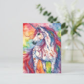 Adorable Watercolor Unicorn ポストカード (スタンド正面)