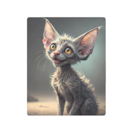 Adorable Weird Cat with Big Eyes | Fantasy Digital メタルプリント