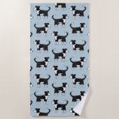 Adorable Welsh Border Collie Sheep Dog Pattern ビーチタオル (正面)