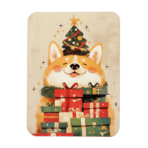 Adorable Welsh Corgi with Christmas Gifts