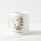 Adorable White Cat Artist Block Kitten Muse Studio コーヒーマグカップ (正面左)